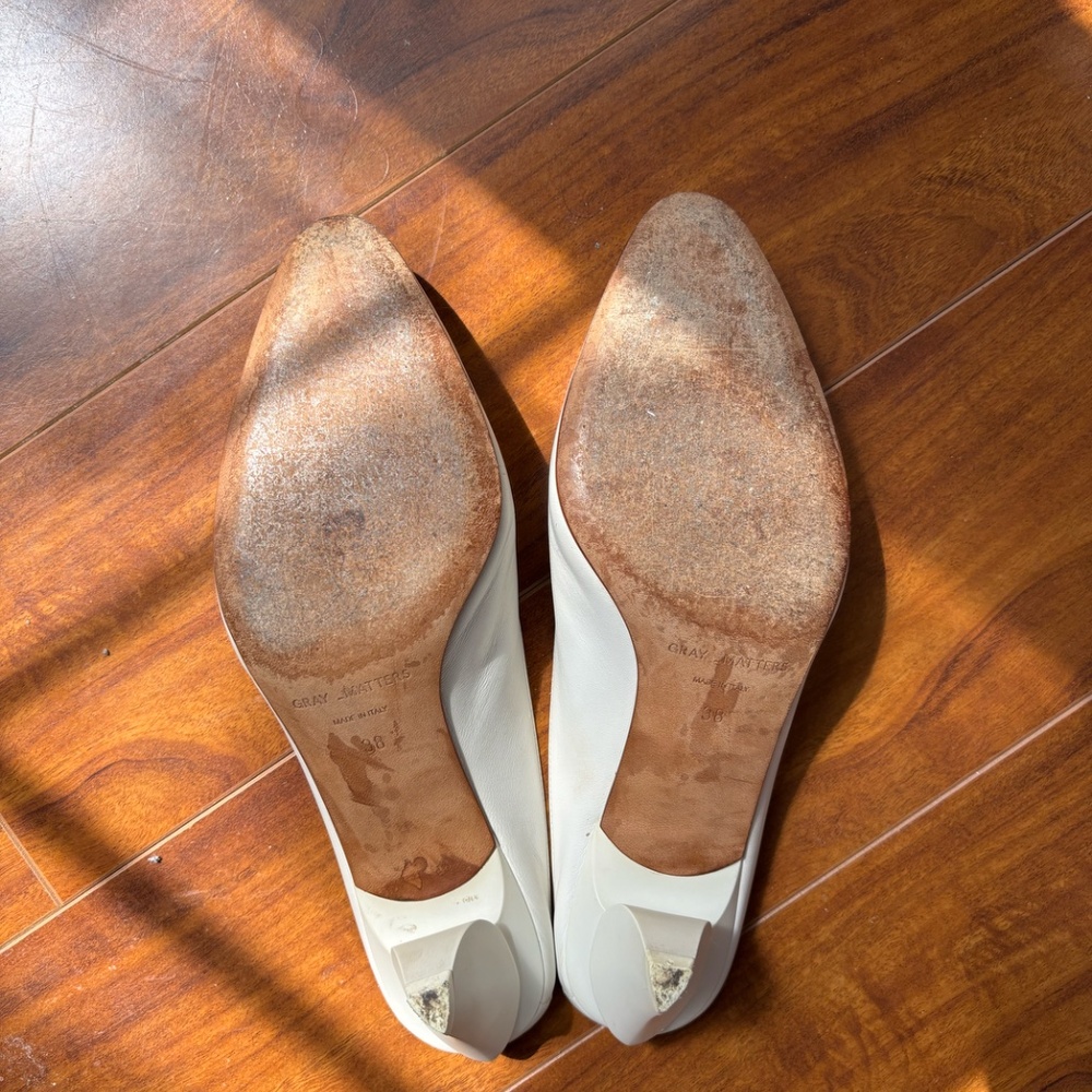 Gray Matters Annastar Mules - White - Includes Box, Dust Bag, & Heel Caps - Picture 5 of 10